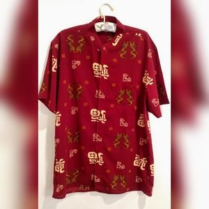 Men's Short Sleeve Button Up Dragon Chinese Shirt